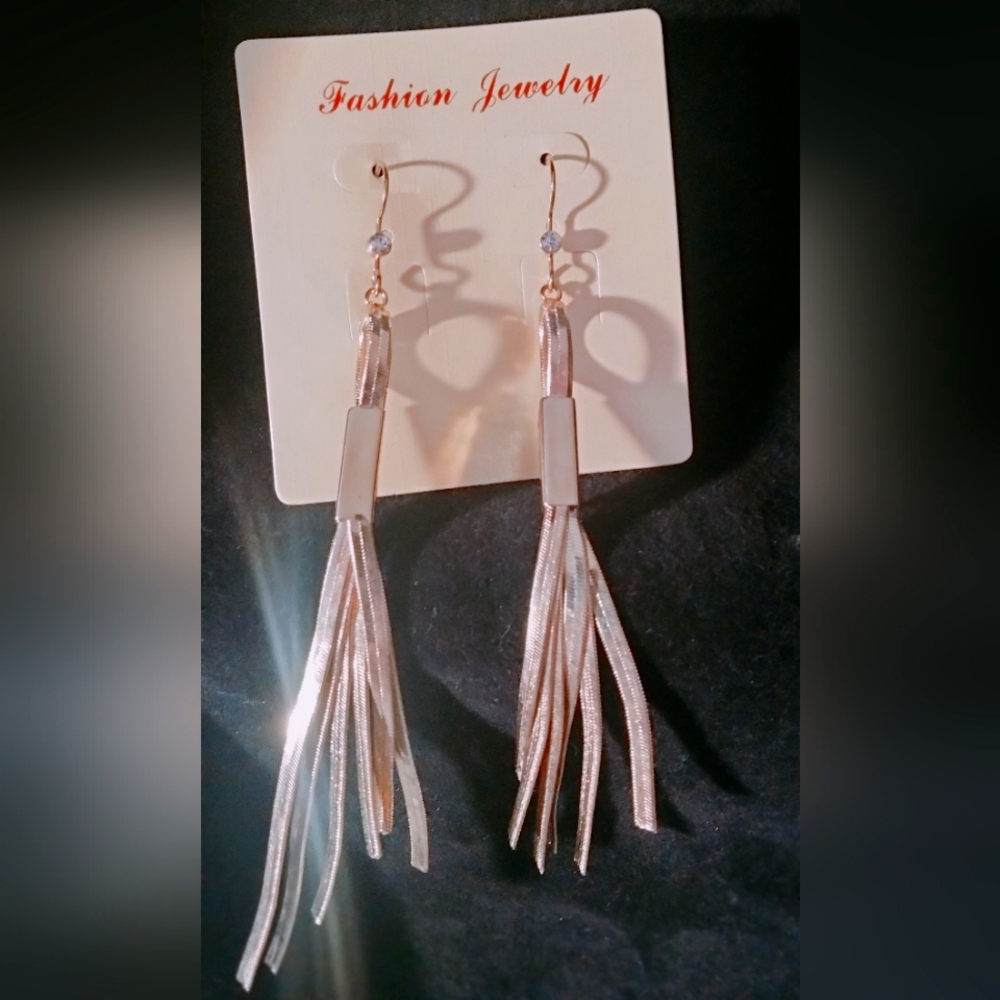 Herringbone Fringe Fishhook Drop Earrings